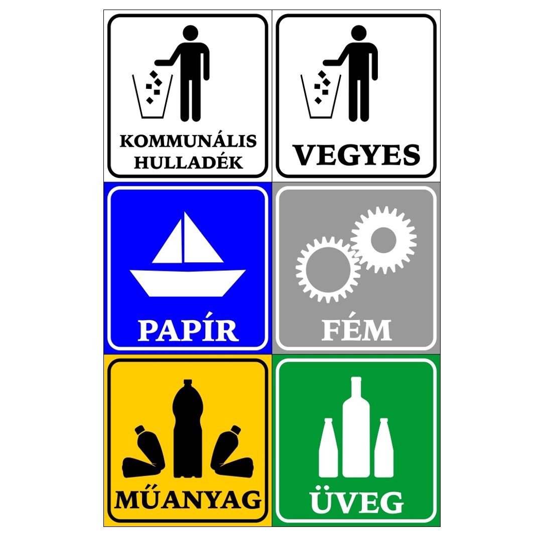 T7 típusú Társasházi "Környezetvédelmi" csomag 6 db - os kis matrica szett